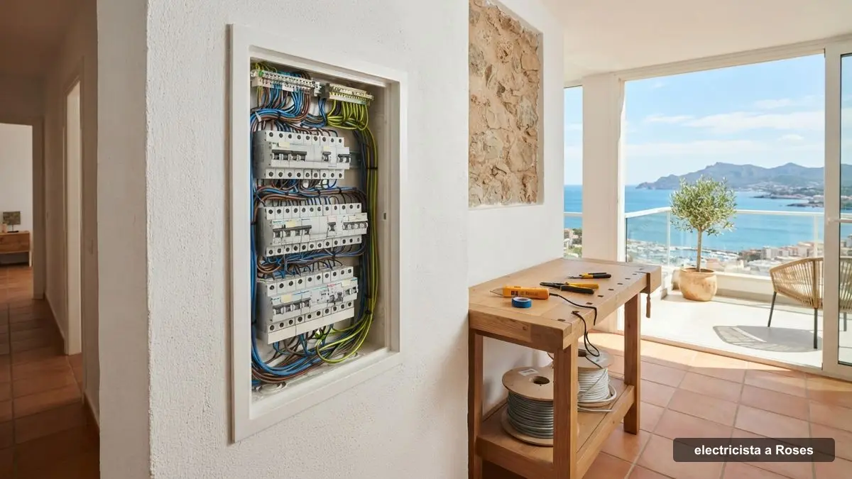 Electricista a Roses revisant un quadre elèctric en un apartament