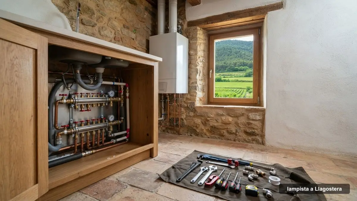 Lampista a Llagostera reparant una instal·lació d'aigua en una casa