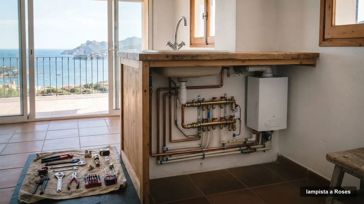 Lampista a Roses reparant una aixeta en un apartament prop de la badia