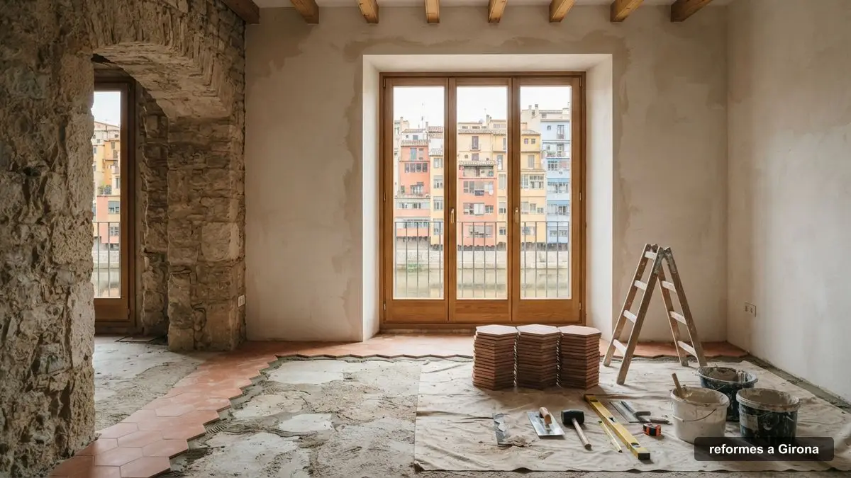 Empresa de reformes a Girona treballant en la reforma integral d'un pis